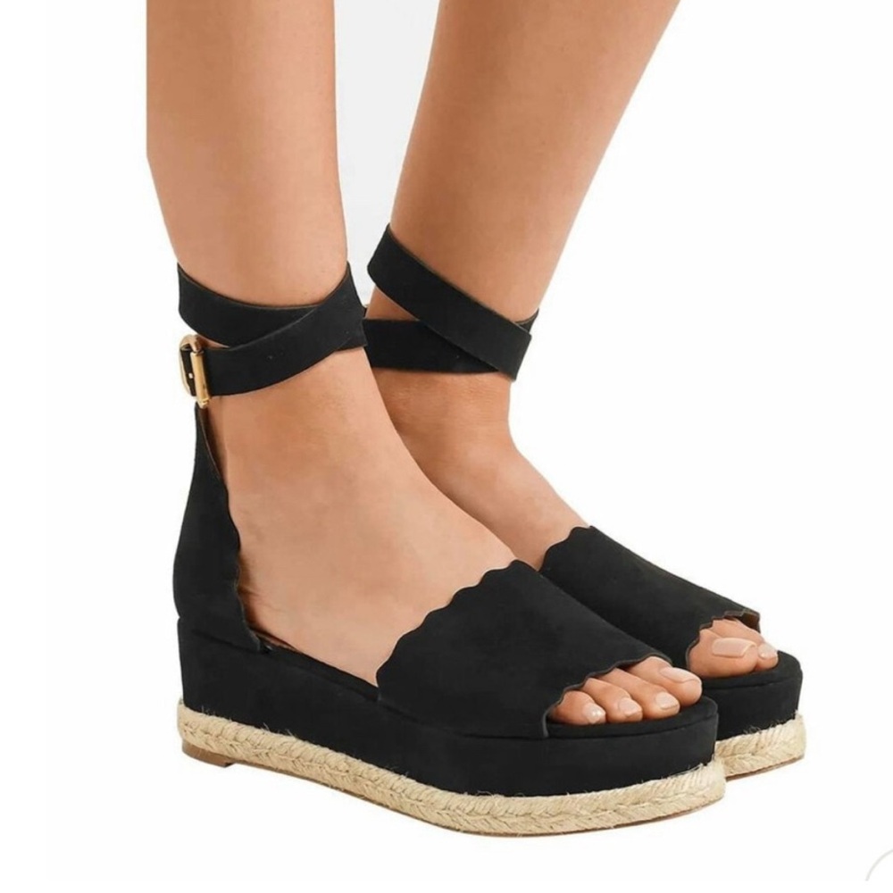 Chloe Black Espadrille Wedges 39